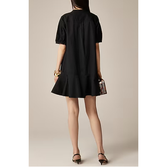 J Crew Delilah Dress L Black NWT Ruffle CJ492 J.Crew Popover Travel Resort - Picture 2 of 5